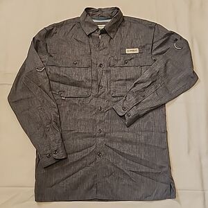 Magellan Fishing Gear Gray Mengle Long Sleeve Button-Up Shirt